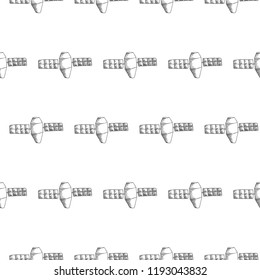 satellite seamless pattern on white background, vector illustration
