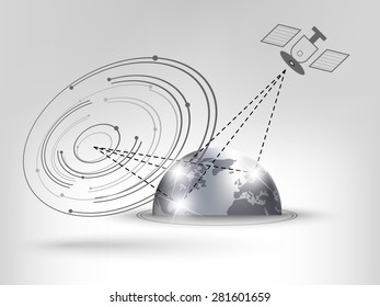 Satellite sending signal to earth. Connection concept