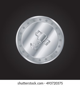 Satellite Sending Signal embossed realistic silver / platinum coin precious Icon / Logo Design