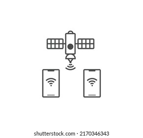 Satellite service icon .Satellite internet global network providers. Technology wireless, interconnection web, traffic online, connection and communication, wifi webpage, flow information, worldwide. 