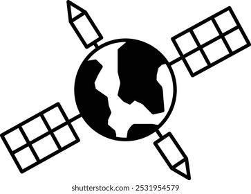 A satellite is shown in the middle of a globe