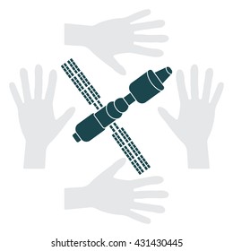 Satellite sign icon, vector illustration. Flat design style