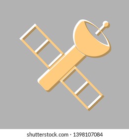 Satellite sign illustration. Emboss effect with light orange icon on gray background.