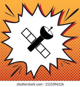 Satellite sign illustration. Vector. Comics style icon on pop-art background.