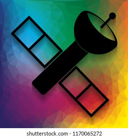 Satellite sign illustration. Vector. Flat style black icon on white.