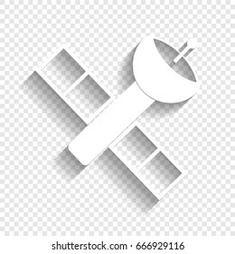Satellite sign illustration. Vector. White icon with soft shadow on transparent background.