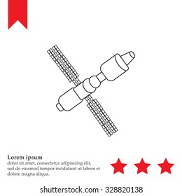 Satellite sign line icon, vector illustration. Flat design style