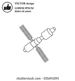 Satellite sign line icon, vector illustration. Flat design style