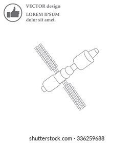 Satellite sign line icon, vector illustration. Flat design style