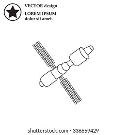 Satellite sign line icon, vector illustration. Flat design style
