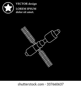 Satellite sign line icon, vector illustration. Flat design style