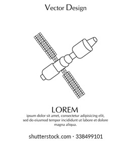Satellite sign line icon, vector illustration. Flat design style