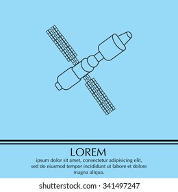 Satellite sign line icon, vector illustration. Flat design style