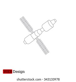 Satellite sign line icon, vector illustration. Flat design style