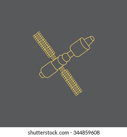 Satellite sign line icon, vector illustration. Flat design style