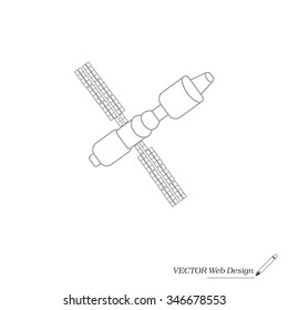 Satellite sign line icon, vector illustration. Flat design style