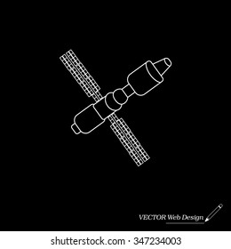 Satellite sign line icon, vector illustration. Flat design style
