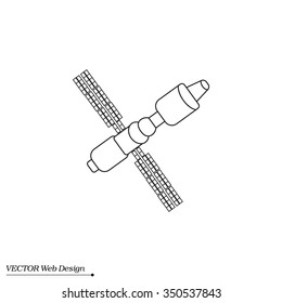 Satellite sign line icon, vector illustration. Flat design style
