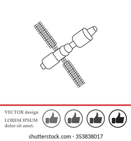 Satellite sign line icon, vector illustration. Flat design style