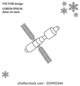 Satellite sign line icon, vector illustration. Flat design style