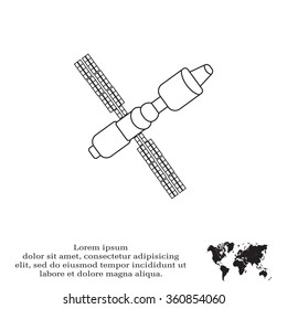 Satellite sign line icon, vector illustration. Flat design style