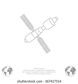 Satellite sign line icon, vector illustration. Flat design style