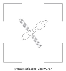 Satellite sign line icon, vector illustration. Flat design style