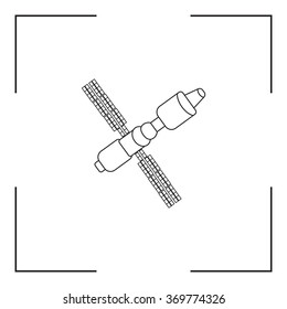 Satellite sign line icon, vector illustration. Flat design style