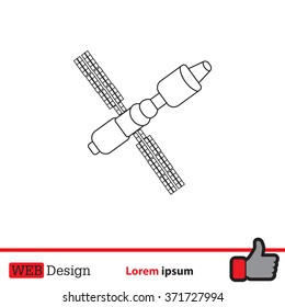 Satellite sign line icon, vector illustration. Flat design style