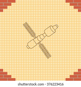 Satellite sign line icon, vector illustration. Flat design style