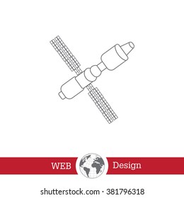 Satellite sign line icon, vector illustration. Flat design style