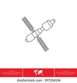 Satellite sign line icon, vector illustration. Flat design style