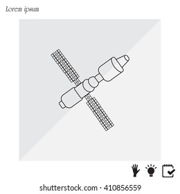 Satellite sign line icon, vector illustration. Flat design style