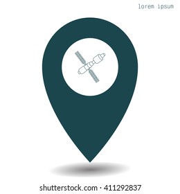 Satellite sign line icon, vector illustration. Flat design style