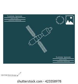 Satellite sign line icon, vector illustration. Flat design style
