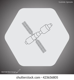 Satellite sign line icon, vector illustration. Flat design style