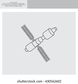 Satellite sign line icon, vector illustration. Flat design style