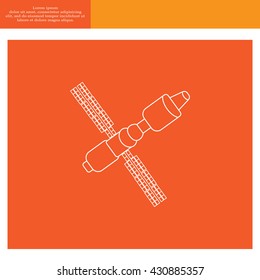Satellite sign line icon, vector illustration. Flat design style