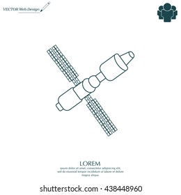 Satellite sign line icon, vector illustration. Flat design style