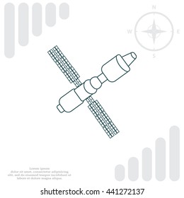 Satellite sign line icon, vector illustration. Flat design style