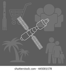 Satellite sign line icon, vector illustration. Flat design style