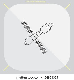 Satellite sign line icon, vector illustration. 