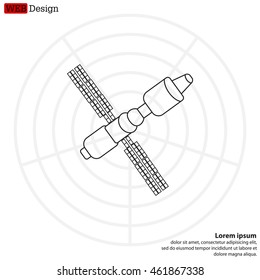Satellite sign line icon, vector illustration. 