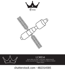 Satellite sign line icon, vector illustration. 