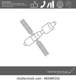 Satellite sign line icon, vector illustration. 