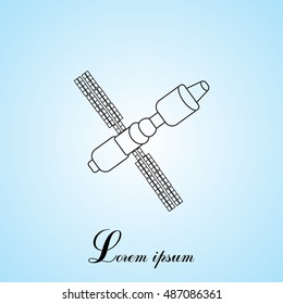 Satellite sign line icon, vector illustration. 