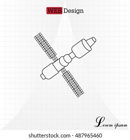 Satellite sign line icon, vector illustration. 