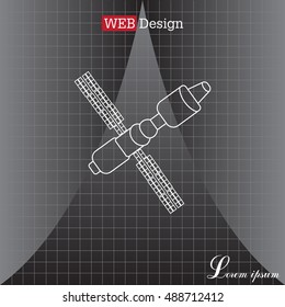Satellite sign line icon, vector illustration. 