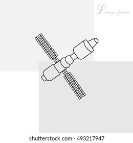 Satellite sign line icon, vector illustration. 