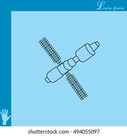 Satellite sign line icon, vector illustration. 